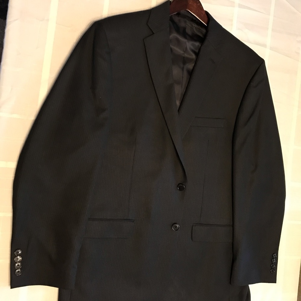 Chaps suit coat, dark gray pinstripe.